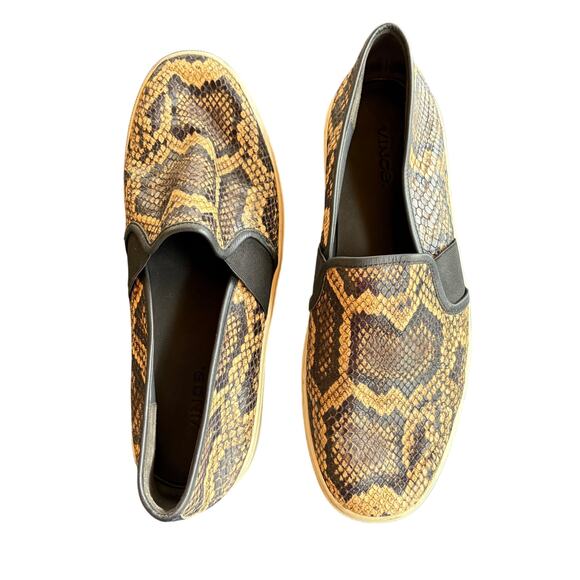 Vince Blair Snakeskin Embossed Leather Slip-On Comfort Sneaker Senegal Womens 8 - Picture 1 of 6